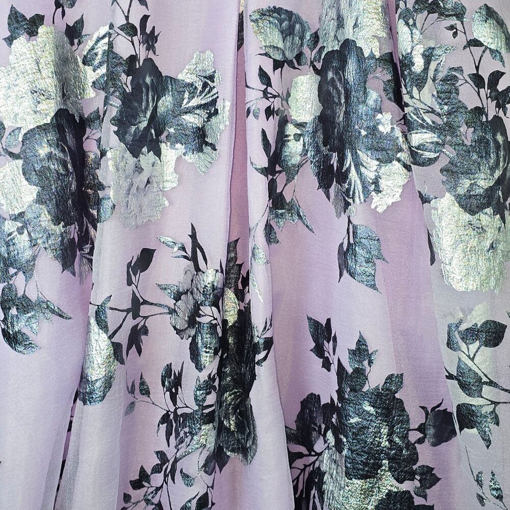 Crystal Doll Lilac Metallic Floral BIG SKIRT POCKETS Prom Ball Dress, Sz 13 - Picture 7 of 10